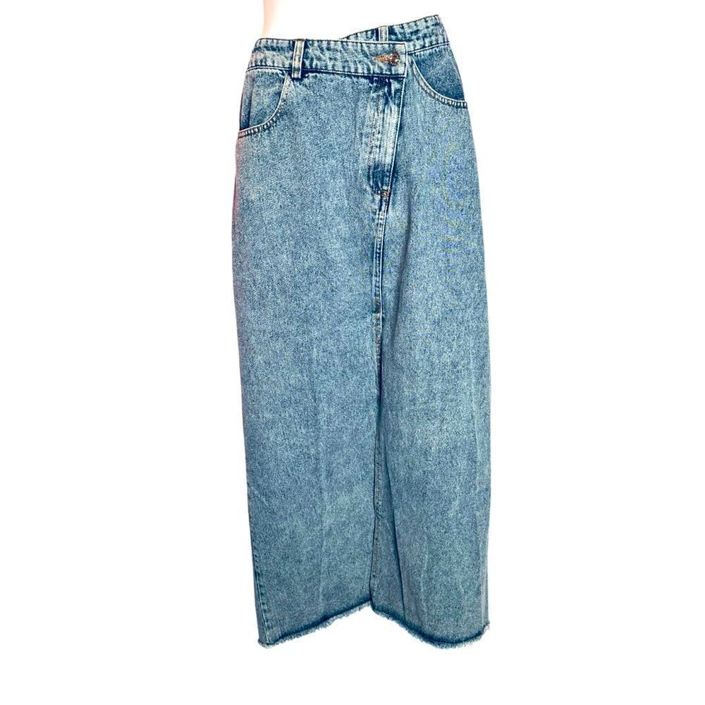 Crossover Slit Denim Jean Skirt